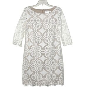 Eliza J Ivory Lace Sheath‎ Dress